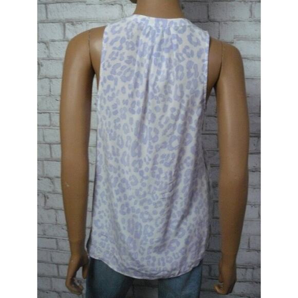 Joie Blue White Leopard Print Silk Vneck Aruna Top XXS NEW - Picture 4 of 6